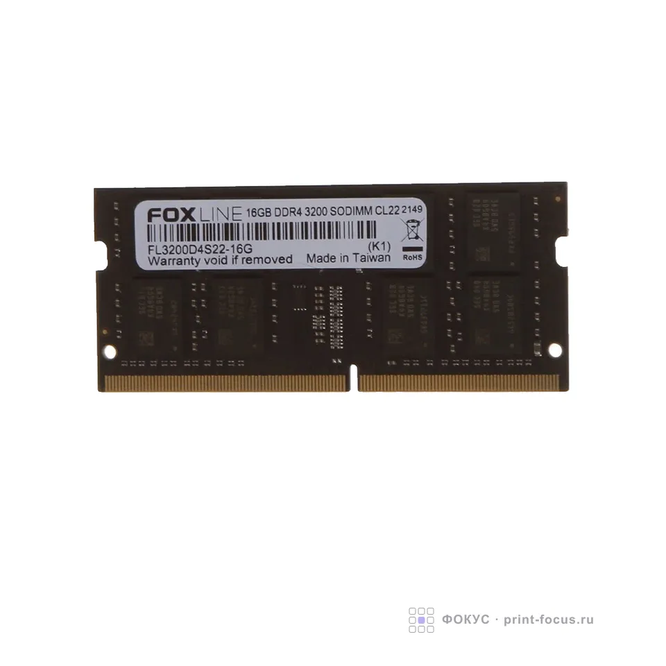 Foxline SODIMM 16GB 3200 DDR4 CL22 (2Gb*8), артикул FL3200D4S22S-16G