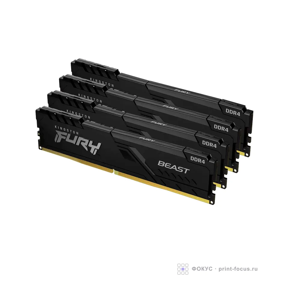 Kingston FURY Beast Black 128GB DDR4 CL18 DIMM (Kit of 4), артикул KF436C18BBK4/128