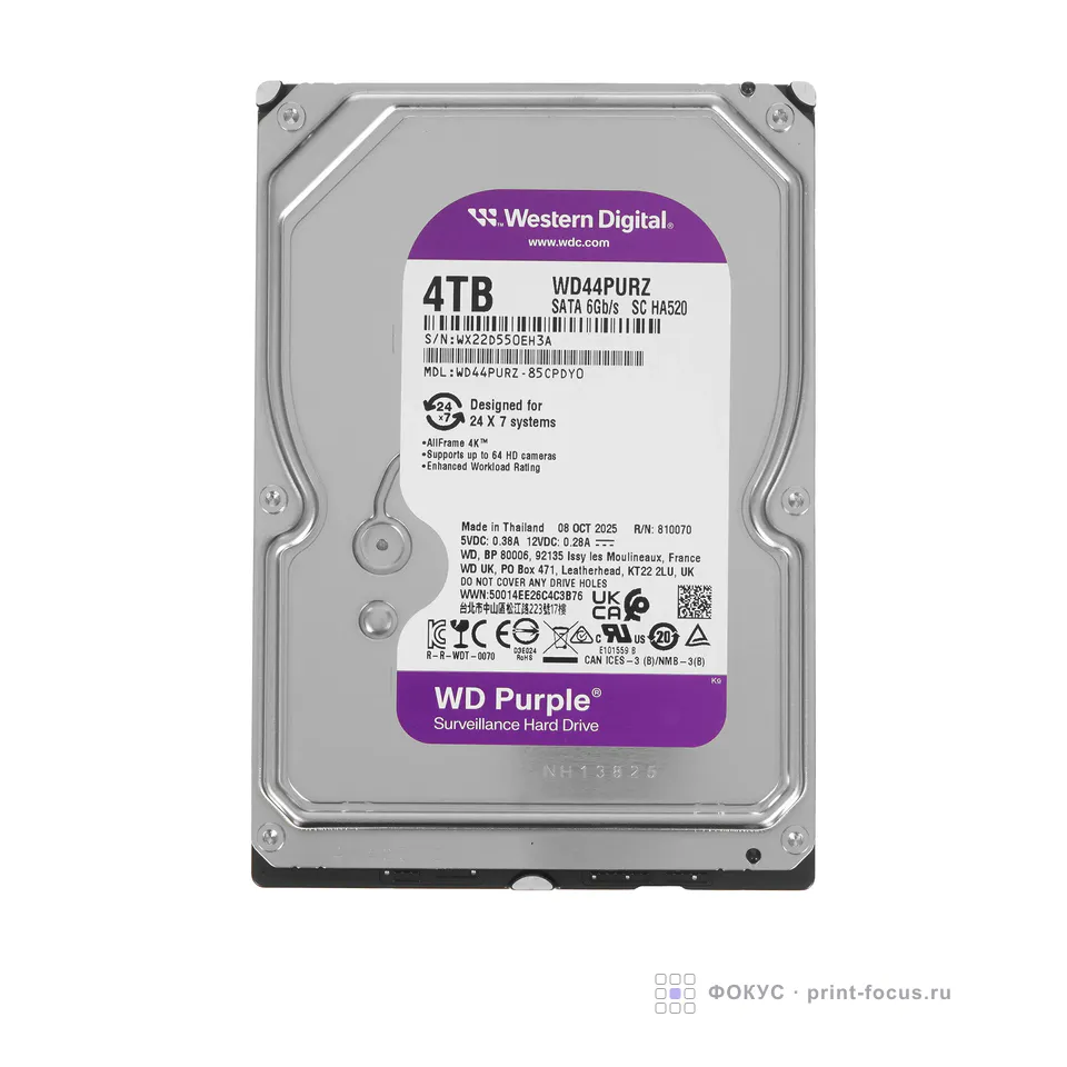 WD Purple 4Tb (WD44PURZ), артикул WD44PURZ