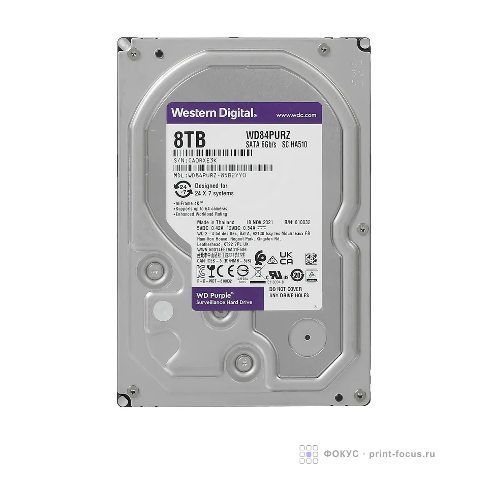 WD Purple 8Tb (WD84PURZ), артикул WD84PURZ