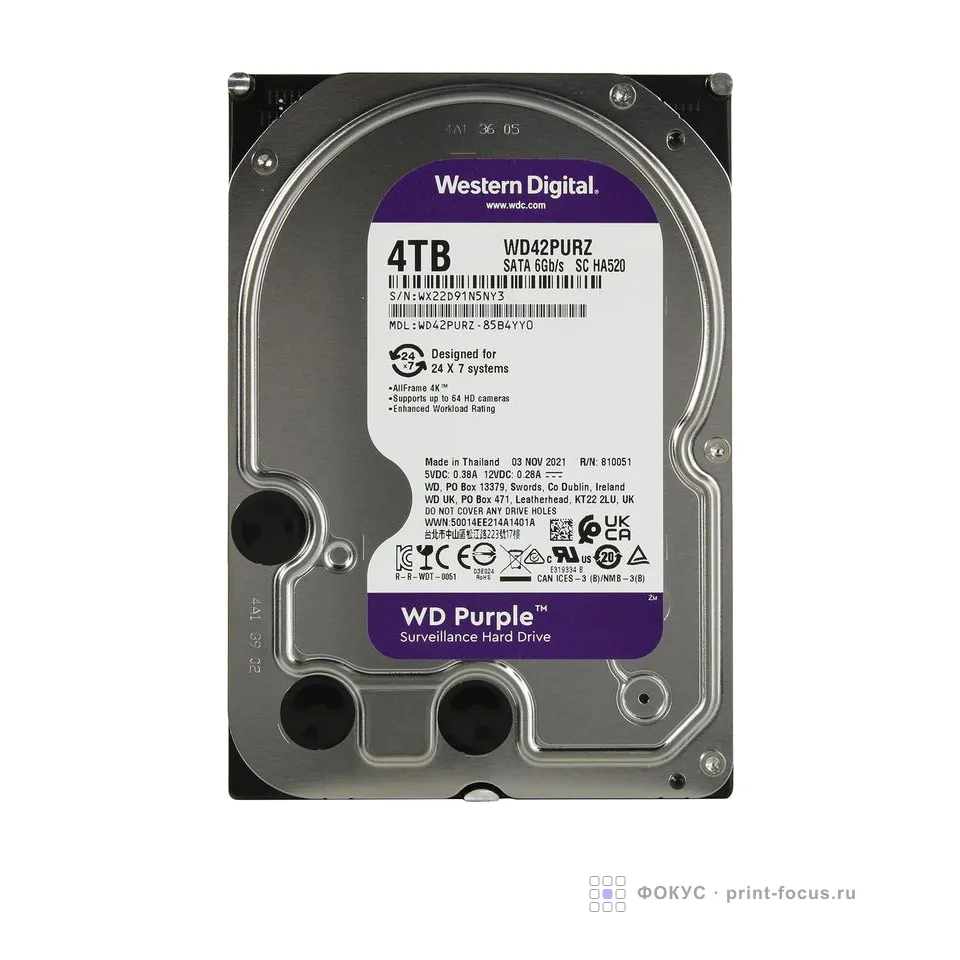 Western Digital Purple 4TB (WD42PURZ), артикул WD42PURZ