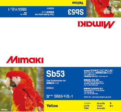 Чернила для плоттеров  Mimaki SB53 Yellow (SB53-Y-44-1/ SB53-Y-2L-1)