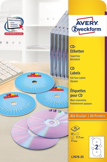 Этикетки для CD Avery Zweckform SuperSize
