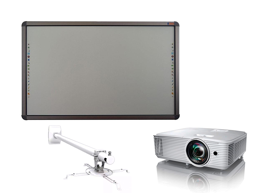 Интерактивная доска Classic Solution CS-IR-85Tu в комплекте с проектором Optoma X309ST и креплением Wize WTH140