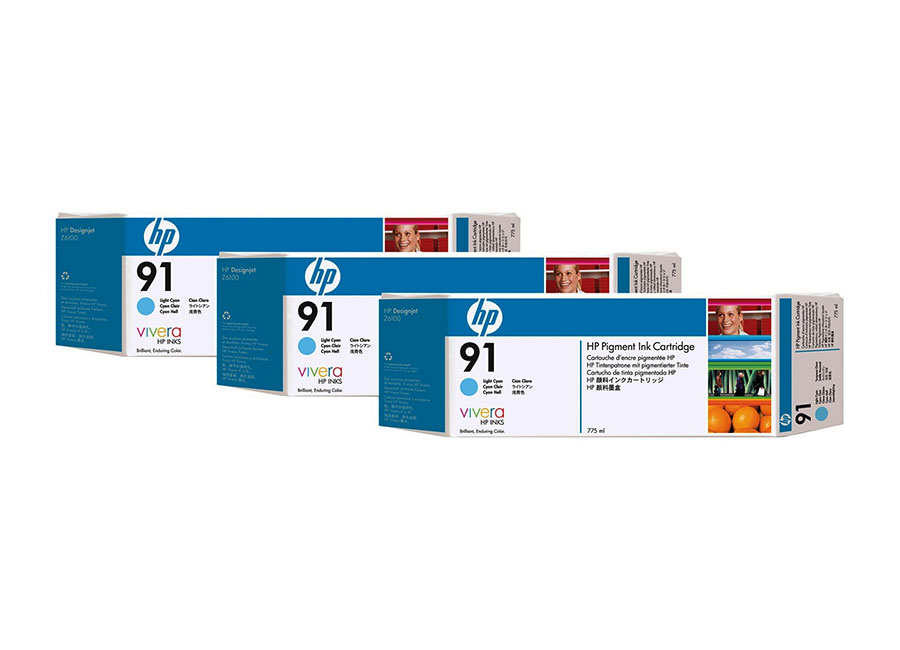 Картридж для плоттеров  HP DesignJet 91 Light Cyan 3x775 мл (C9486A)