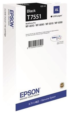 Картридж повышенной емкости с черными чернилами Epson T7551 для WF-8090