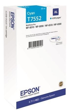 Картридж повышенной емкости с голубыми чернилами Epson T7552 для WF-8090