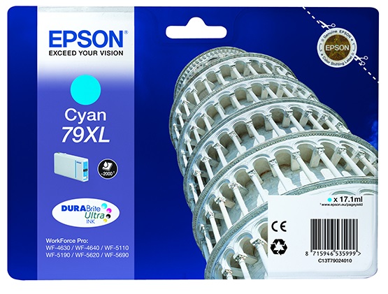 Картридж повышенной емкости с голубыми чернилами Epson T7902 для WF-5110DW