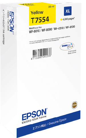 Картридж повышенной емкости с желтыми чернилами Epson T7554 для WF-8090