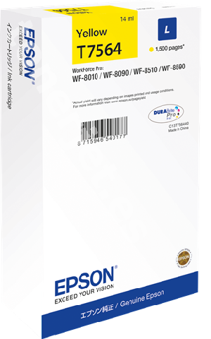 Картридж с желтыми чернилами Epson T7564 для WF-8090