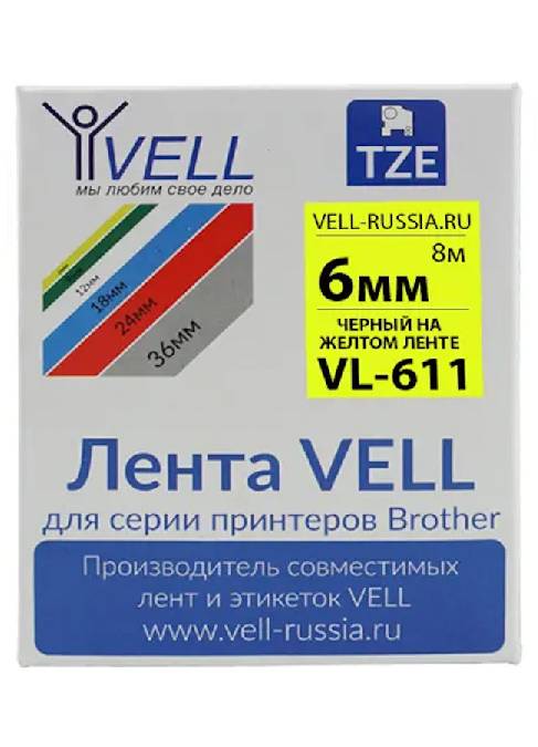 Лента Vell VL-611 (Brother TZE-611