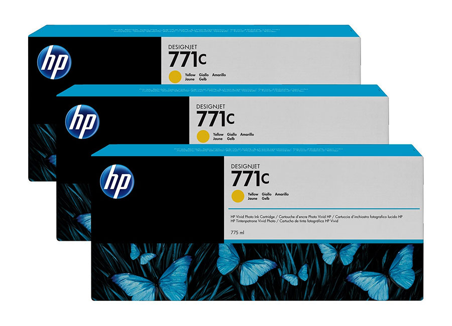 Набор картриджей HP DesignJet 771 CR253A Yellow 3x775 мл (B6Y34A)