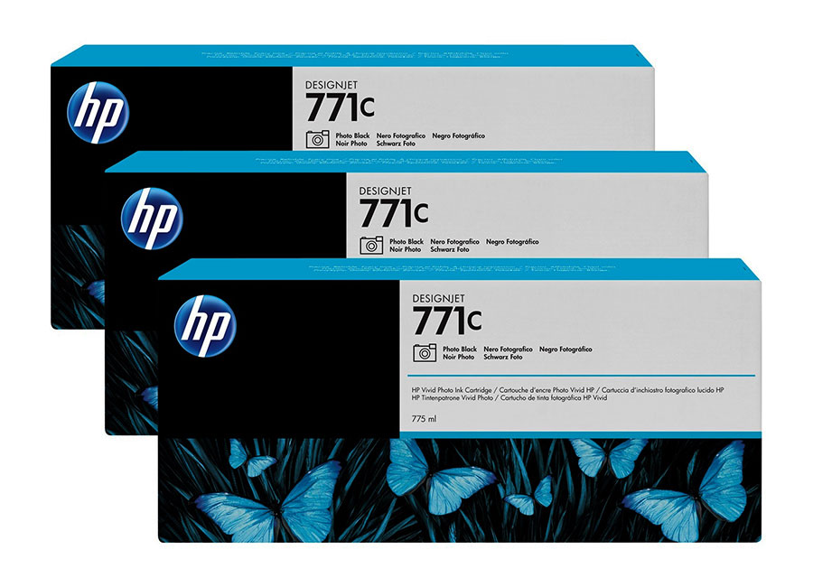 Набор картриджей HP DesignJet 771 (CR256A) Photo Black 3x775 мл (B6Y37A)