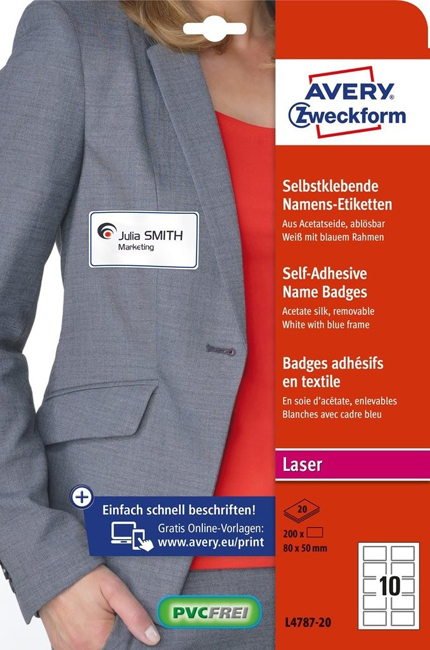 Самоклеящиеся беджи для лазерных принтеров Avery Zweckform L4787-20