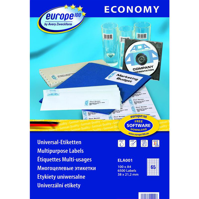 Универсальные самоклеящиеся этикетки Avery Zweckform Europe100 ELA001