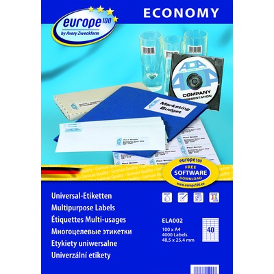 Универсальные самоклеящиеся этикетки Avery Zweckform Europe100 ELA002