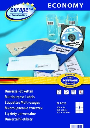 Универсальные самоклеящиеся этикетки Avery Zweckform Europe100 ELA023