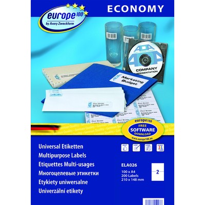 Универсальные самоклеящиеся этикетки Avery Zweckform Europe100 ELA026