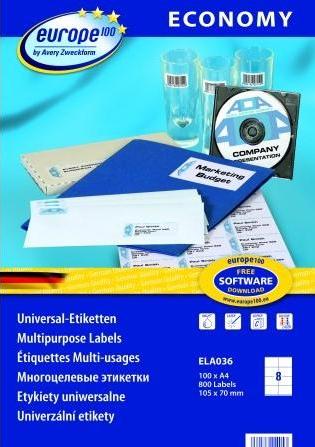 Универсальные самоклеящиеся этикетки Avery Zweckform Europe100 ELA036