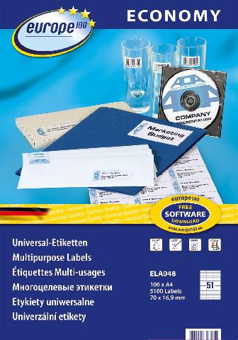 Универсальные самоклеящиеся этикетки Avery Zweckform Europe100 ELA048