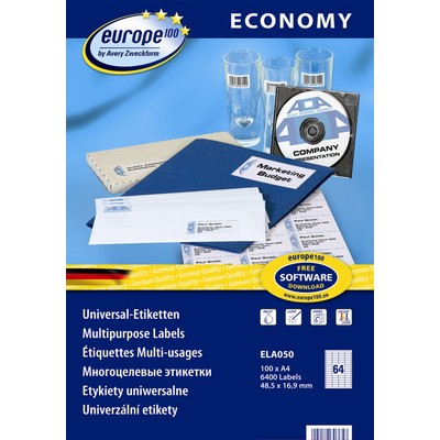 Универсальные самоклеящиеся этикетки Avery Zweckform Europe100 ELA050